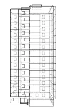 Vector wire-frame model of a multi-storey building Ilustración de archivo