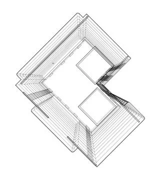 Vector wire-frame model of a multi-storey building Ilustración de archivo