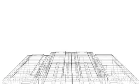 Vector wire-frame model of a multi-storey building Ilustración de archivo