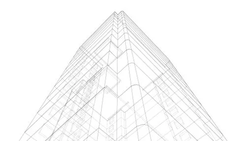 Vector wire-frame model of a multi-storey building Ilustración de archivo
