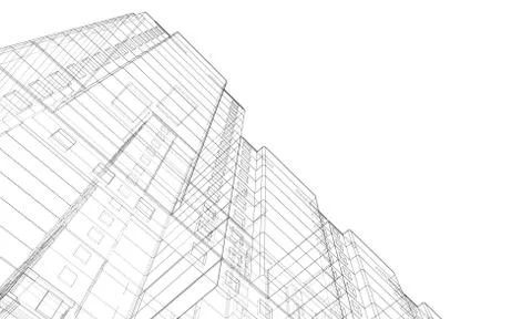 Vector wire-frame model of a multi-storey building Ilustración de archivo