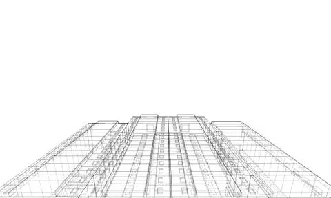 Vector wire-frame model of a multi-storey building Ilustración de archivo