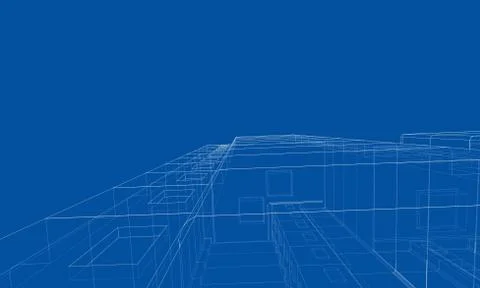 Vector wire-frame model of a multi-storey building Stock Illustration