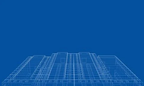 Vector wire-frame model of a multi-storey building Ilustración de archivo