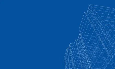 Vector wire-frame model of a multi-storey building Ilustración de archivo