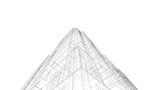 Vector wire-frame model of a multi-storey building Ilustración de archivo