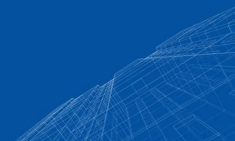 Vector wire-frame model of a multi-storey building Ilustración de archivo