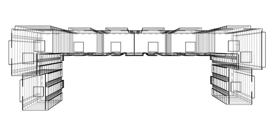 Vector wire-frame model of a multi-storey building Ilustración de archivo