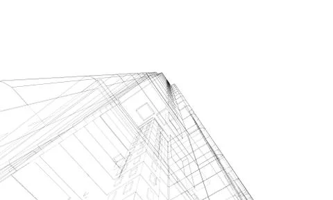 Vector wire-frame model of a multi-storey building Ilustración de archivo