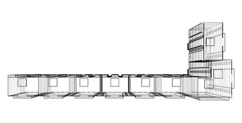 Vector wire-frame model of a multi-storey building Ilustración de archivo