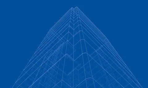 Vector wire-frame model of a multi-storey building Ilustración de archivo