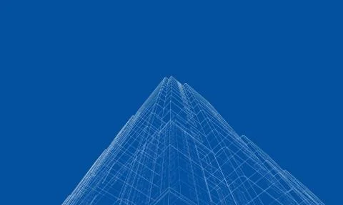 Vector wire-frame model of a multi-storey building Ilustración de archivo