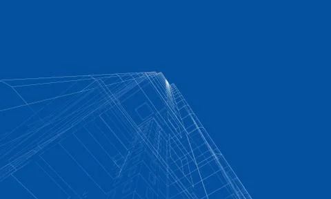 Vector wire-frame model of a multi-storey building Ilustración de archivo