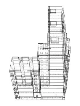 Vector wire-frame model of a multi-storey building Ilustración de archivo