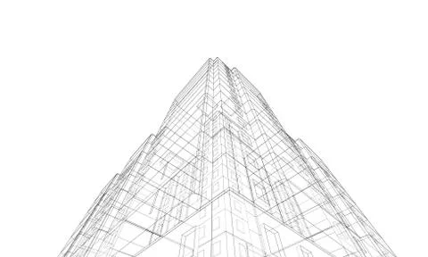 Vector wire-frame model of a multi-storey building Ilustración de archivo