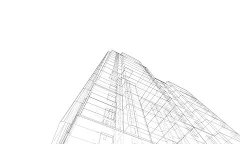 Vector wire-frame model of a multi-storey building Ilustración de archivo