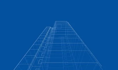 Vector wire-frame model of a multi-storey building Ilustración de archivo