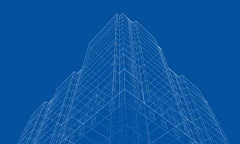 Vector wire-frame model of a multi-storey building Ilustración de archivo