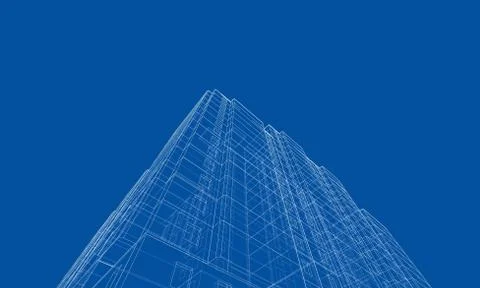 Vector wire-frame model of a multi-storey building Ilustración de archivo