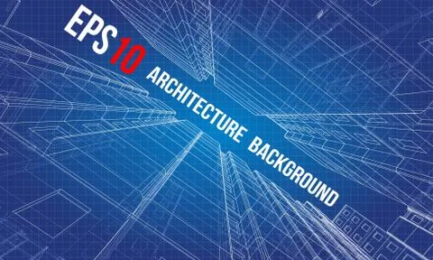 Vector wire-frame model of a multi-storey building Ilustración de archivo