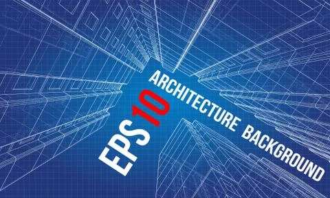 Vector wire-frame model of a multi-storey building Ilustración de archivo
