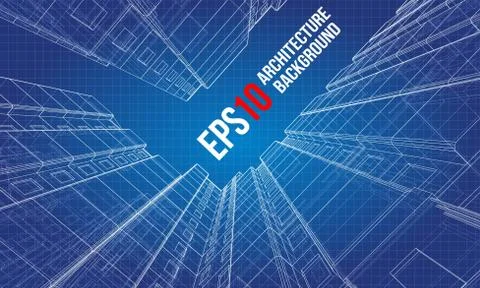 Vector wire-frame model of a multi-storey building Ilustración de archivo