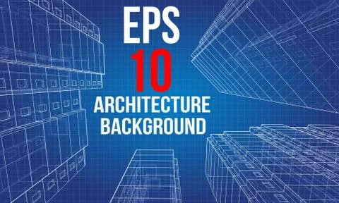 Vector wire-frame model of a multi-storey building Ilustración de archivo