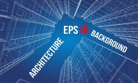 Vector wire-frame model of a multi-storey building Ilustración de archivo