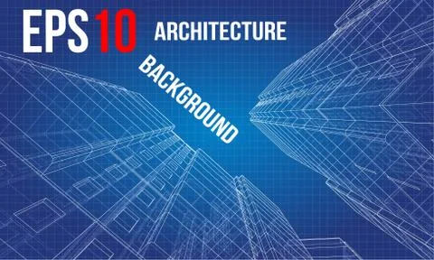 Vector wire-frame model of a multi-storey building Ilustración de archivo