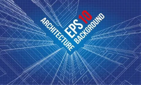 Vector wire-frame model of a multi-storey building Ilustración de archivo