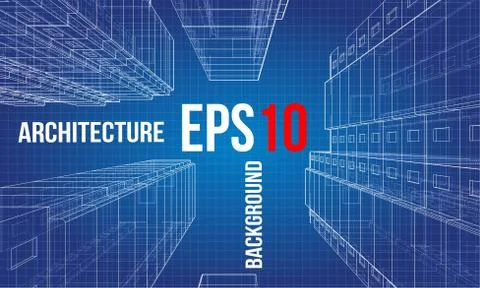 Vector wire-frame model of a multi-storey building Ilustración de archivo