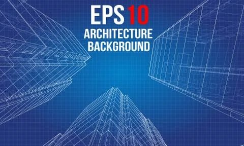 Vector wire-frame model of a multi-storey building Ilustración de archivo