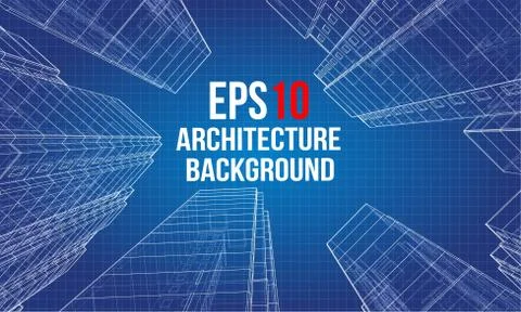 Vector wire-frame model of a multi-storey building Ilustración de archivo