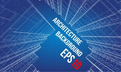 Vector wire-frame model of a multi-storey building Ilustración de archivo