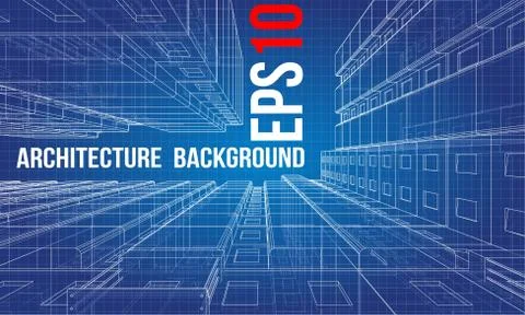Vector wire-frame model of a multi-storey building Ilustración de archivo