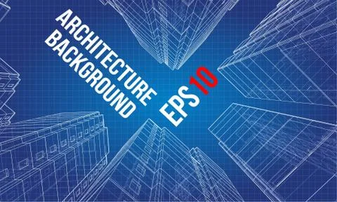 Vector wire-frame model of a multi-storey building Ilustración de archivo