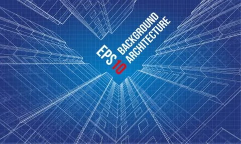 Vector wire-frame model of a multi-storey building Ilustración de archivo
