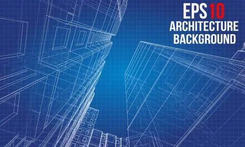 Vector wire-frame model of a multi-storey building Ilustración de archivo