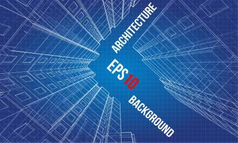 Vector wire-frame model of a multi-storey building Ilustración de archivo