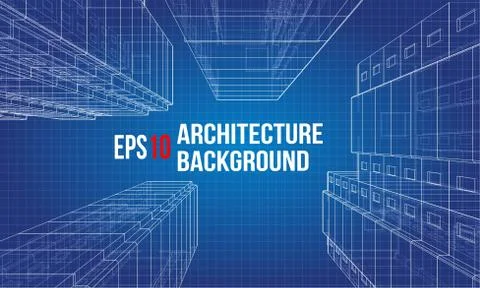 Vector wire-frame model of a multi-storey building Ilustración de archivo