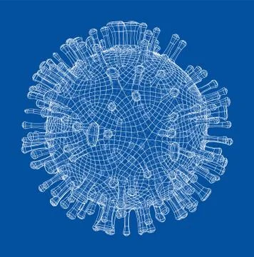 Vector wire-frame model of a virus Stock Illustration