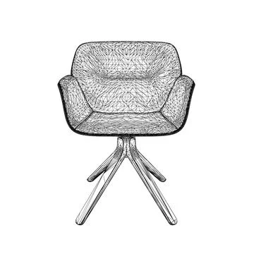 Vector wireframe image of a chair in black and white. Vector armchair wireframe. Stock Illustration