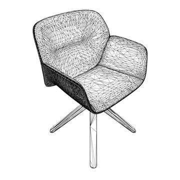 Vector wireframe image of a chair in black and white. Vector armchair wireframe. Stock Illustration