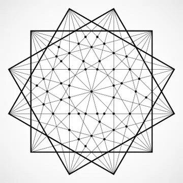 Vector wireframe polygonal element, geometric figure with connected lines and Stock Illustration