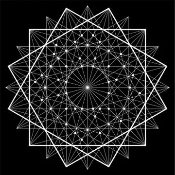 Vector wireframe polygonal element, geometric figure with connected lines and Stock Illustration