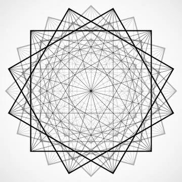 Vector wireframe polygonal element, geometric figure with connected lines Stock-Illustration