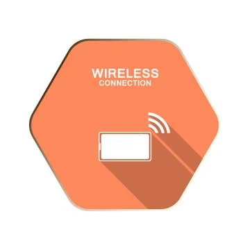 Vector Wireless connection from tablet pc icon on the red hexagon background Stock Illustration