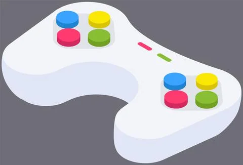 Vector wireless white gamepad icon on grey background. Video game controller Stockillustratie