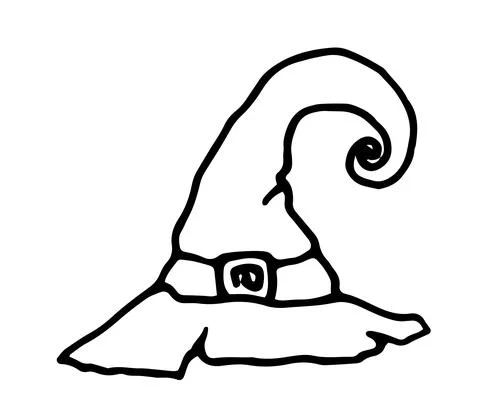 Vector witch hat. hand-drawn witch hat with a sharp curved tip and buckle, in Stock Illustration