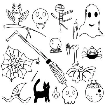 Vector witch magic design elements set. Hand drawn, doodle, sketch magician c Stock Illustration